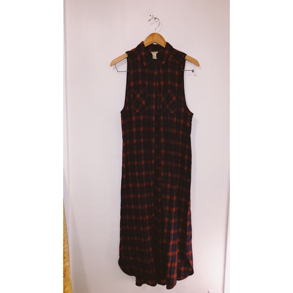 🥀SOLD✨ Forever 21 red plaid flannel dress M - Picture 3 of 5